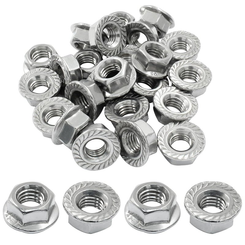 Dijedev M8/1.25mm Serrated Flange Hex Nuts, 25Pcs Hexagon Flange Nuts, 304 Stainless Steel 18-8, Full Thread, Hex Drive, Bright Finish - Image 1